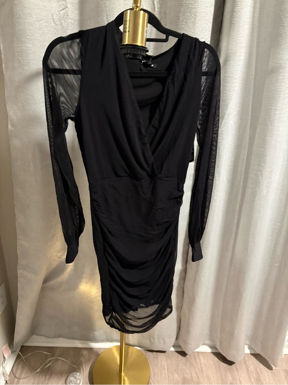 Express | Dresses | Express Black Long Sleeve Mesh Sheath Dress